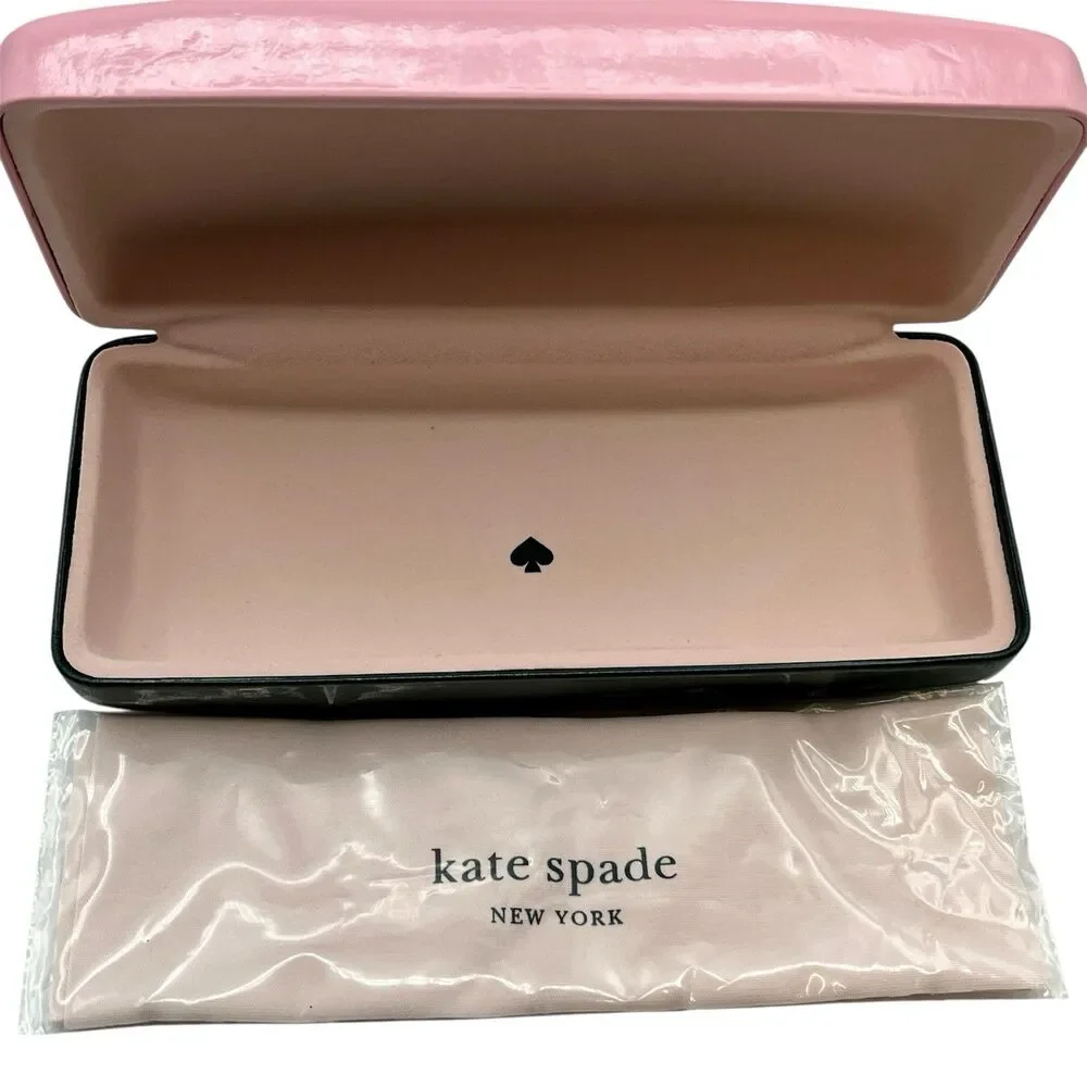 KATE SPADE NEW YORK PINK / GREEN CLAMSHELL SUNGLASSES CASE W/ CLEANING CLOTH‎